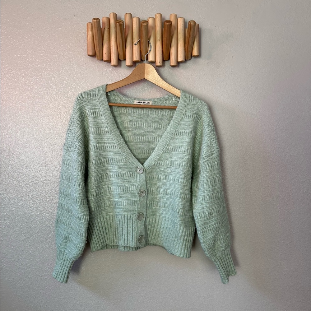Annabelle Mint Green Button Front Knit Cardigan